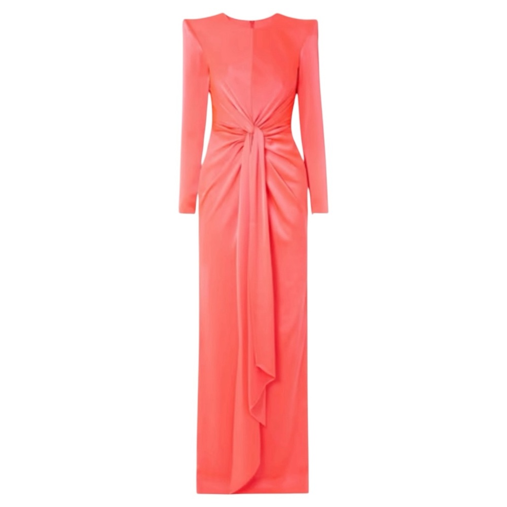 NWT Alex Perry Graves Tie Front Satin Crepe Gown Dress Size 8 - Picture 4 of 10